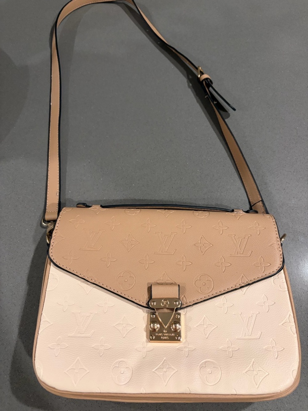 LV Two-Tone Beige & Cream Leather Crossbody